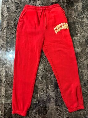 Red 'Chicago' Graphic Jogger Sweatpants